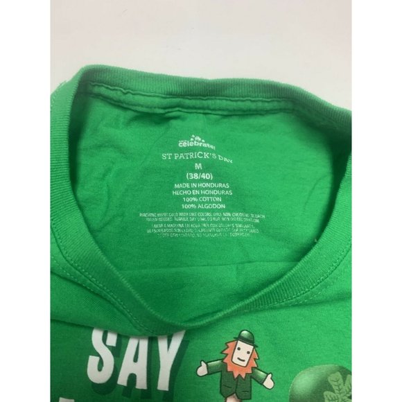 St Patrick's Day Mens T-shirt Size M 38 40 Green Leprechaun Graphic Tee - Picture 3 of 4